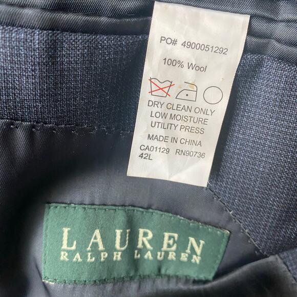Lauren Ralph Lauren Wool Blazer Sport Coat Men Size 42L Dark Navy Classic Jacket - Picture 5 of 12